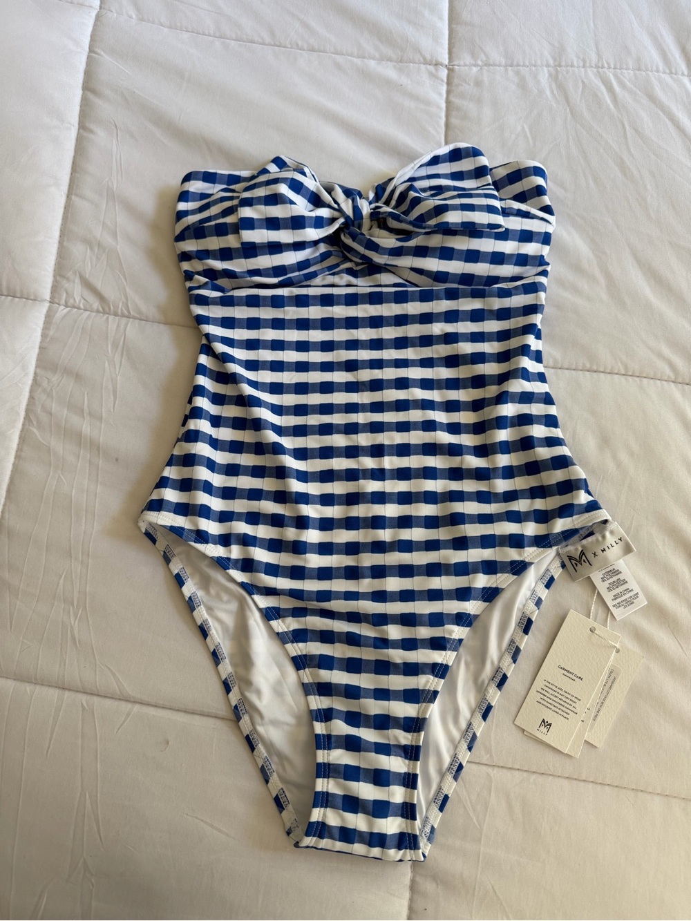 Milly Jacquard Cottage Bow One-Piece Swimsuit - NWT